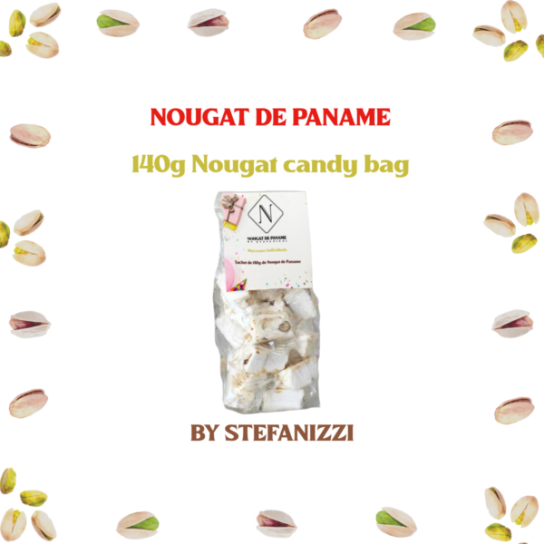 Bag of Nougat candy 100 g small white background | Nougatdepaname