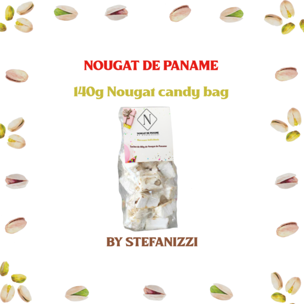 Bag of Nougat candy 140 grams small white background | Nougatdepaname